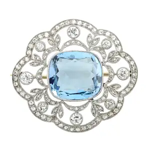 Belle Epoque aquamarine and diamond brooch