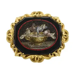 Early Victorian micro mosaic doves of Pliny brooch