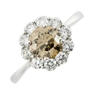18ct gold 'brown' diamond and diamond cluster ring