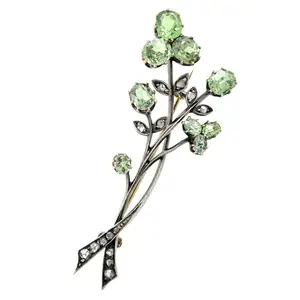 19th century demantoid garnet and diamond brooch