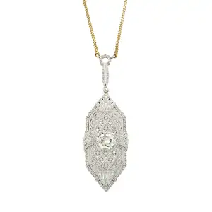 Art Deco platinum and 14ct gold diamond necklace