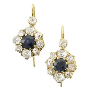Sapphire and old-cut diamond earrings