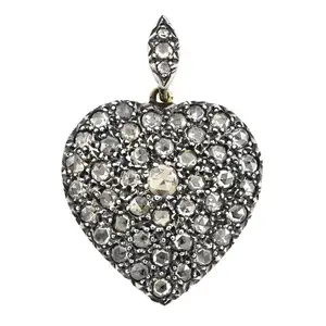 Rose-cut diamond heart pendant