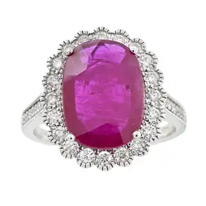 18ct gold ruby and diamond cluster ring