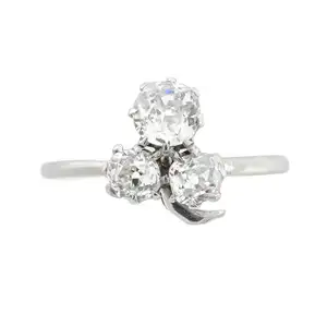 Early 20th century platinum diamond shamrock ring
