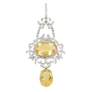 Citrine and diamond pendant