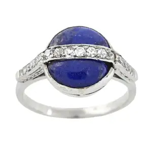 Art Deco gold lapis lazuli and diamond ring