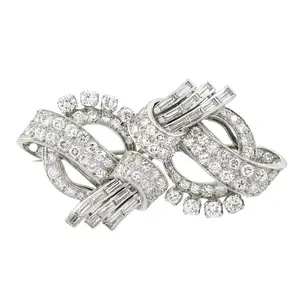 Mid 20th century diamond double clip brooch