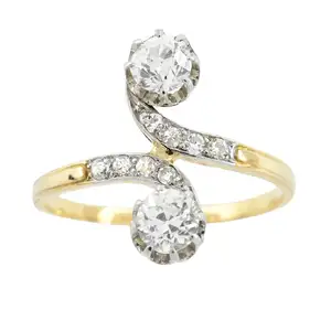 Early 20th century gold diamond crossover ring