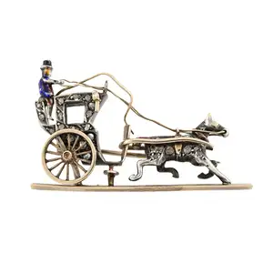 Victorian diamond enamel horse and carriage brooch