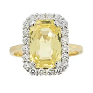 18ct gold Sri Lankan yellow sapphire and diamond ring