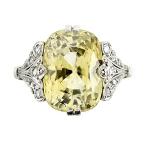 Art Deco yellow sapphire and diamond ring