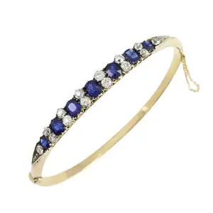 Sapphire and diamond hinged bangle
