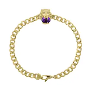 18ct gold diamond and amethyst lion head bracelet, by Gucci