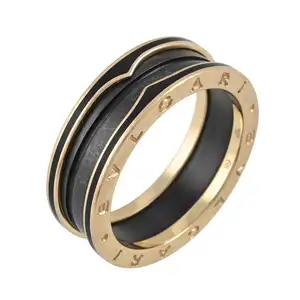 Black ceramic 'B.zero1' two-band ring, by Bulgari