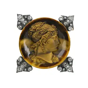 Late 19th century tiger's-eye cameo brooch