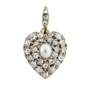 Victorian diamond and split pearl heart pendant