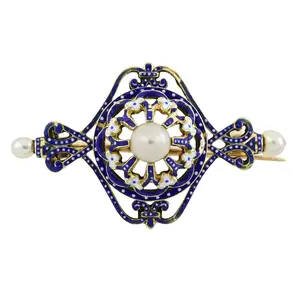 Pearl and enamel brooch, by Carlo & Arthur Giuliano