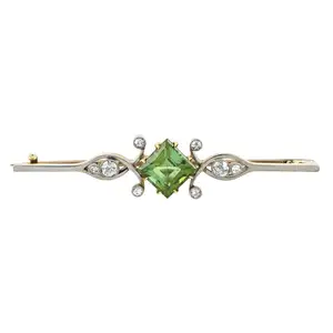 Palladium and gold, tourmaline and diamond brooch