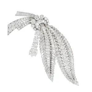 Mid 20th century platinum diamond brooch