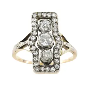 Old and single-cut diamond geometric ring