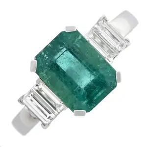 18ct gold emerald and diamond ring