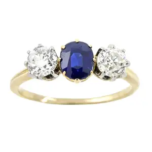 19th century sapphire and diamond three-stone ring