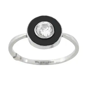 Art Deco platinum, diamond and onyx ring