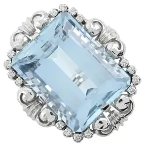 Aquamarine and diamond ring