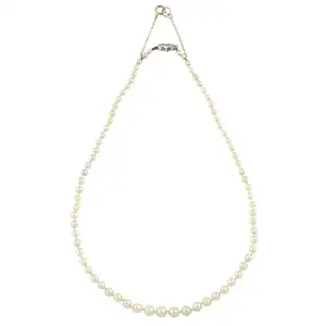 Graduated natural pearl single-strand necklace