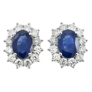 18ct gold sapphire and diamond cluster earrings