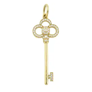 18ct gold diamond 'Crown' key pendant, by Tiffany & Co.