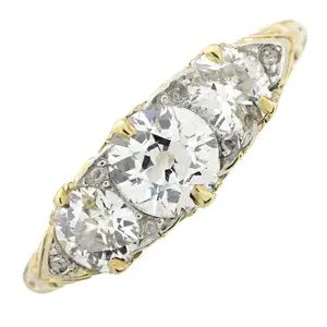 Early 20th century gold diamond three-stone ring