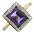 9ct gold amethyst diamond ring