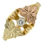 Diamond bicolour leaf dress ring