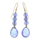 Tanzanite bead drop earrings