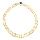 Cultured pearl & diamond two-row necklace 
