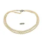 Cultured pearl & diamond two-row necklace 
