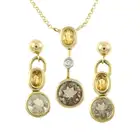 Citrine & smoky quartz earrings & necklace