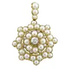 Victorian gold diamond and split pearl pendant