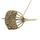 Early 20th century ruby & diamond uchiwa fan brooch