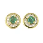 18ct gold emerald & diamond cluster earrings