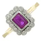 9ct gold ruby & diamond cluster ring