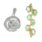 Two 9ct gold diamond & emerald pendants