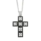 Diamond and black gem cross pendant, with chain