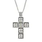 Diamond and black gem cross pendant, with chain