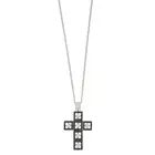 Diamond and black gem cross pendant, with chain
