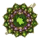 9ct gold diopside & garnet cluster ring