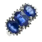 9ct gold kyanite & diamond cluster ring