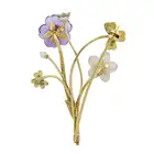 14ct gold gem & diamond floral spray brooch